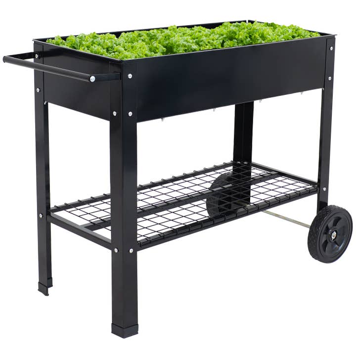 Sunnydaze Decor - Wholesale Planter Box - Sunnydaze Steel Garden Bed Cart - 41" L - Black