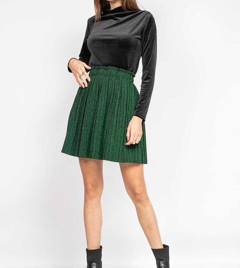 LORIANE - Wholesale Skirt - Women's - 19145P Short pleated skirt with sequins4
