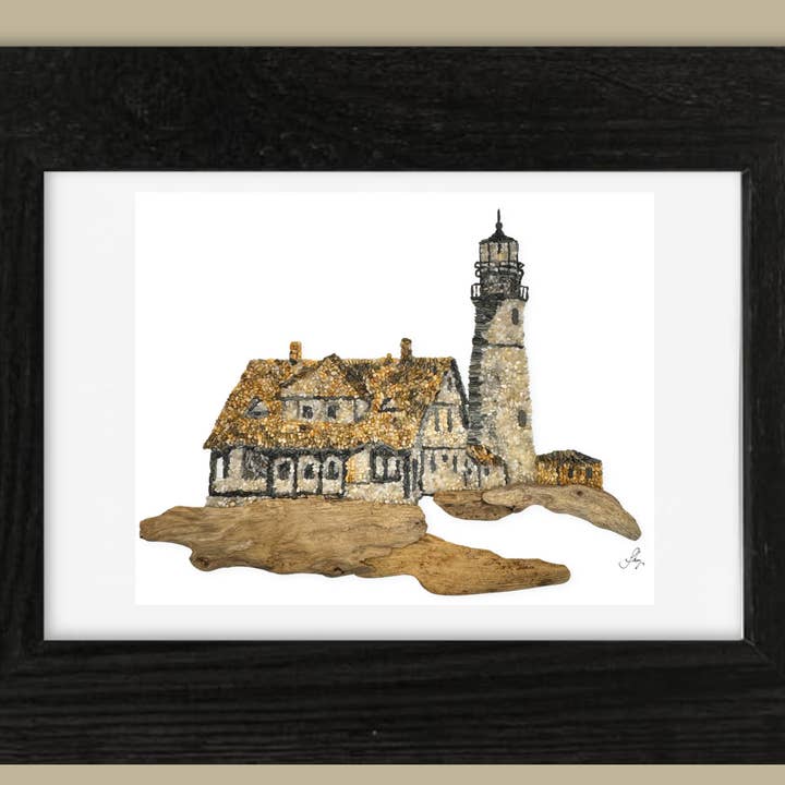 Phare de Portland Headlight | Impression encadrée 5x7 pour la vente par Coastal art co.
