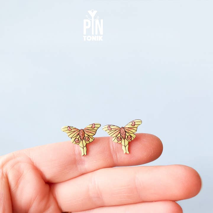Cottagecore Luna Moth Boho Witchy Earrings Gift for wholesale by PinTonik