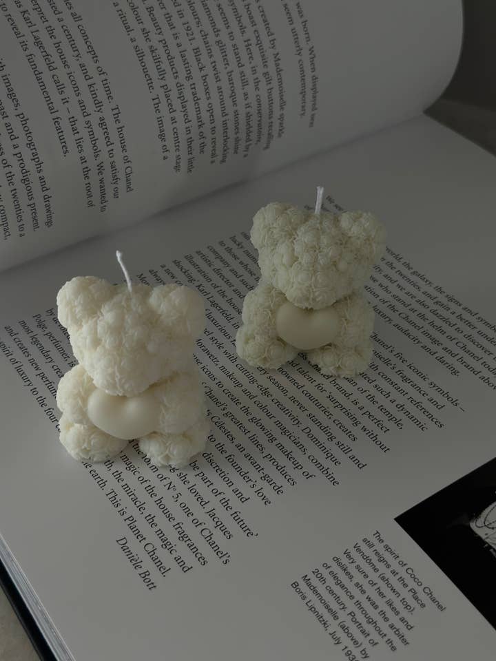 Pequeño oso de peluche con vela de corazón | 2.5x2 in para venta al por mayor de Lumistel