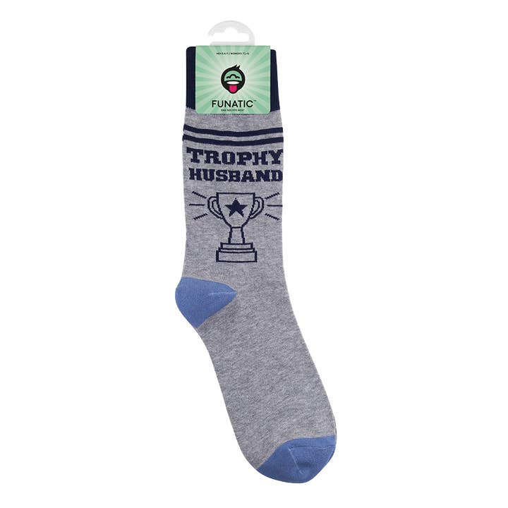 Funatic - About Face Designs - Nice Enough Merch Co - Wholesale Socks - Men's - Trophy Husband Socks | Funny | Men's | Groom Gift | Funatic