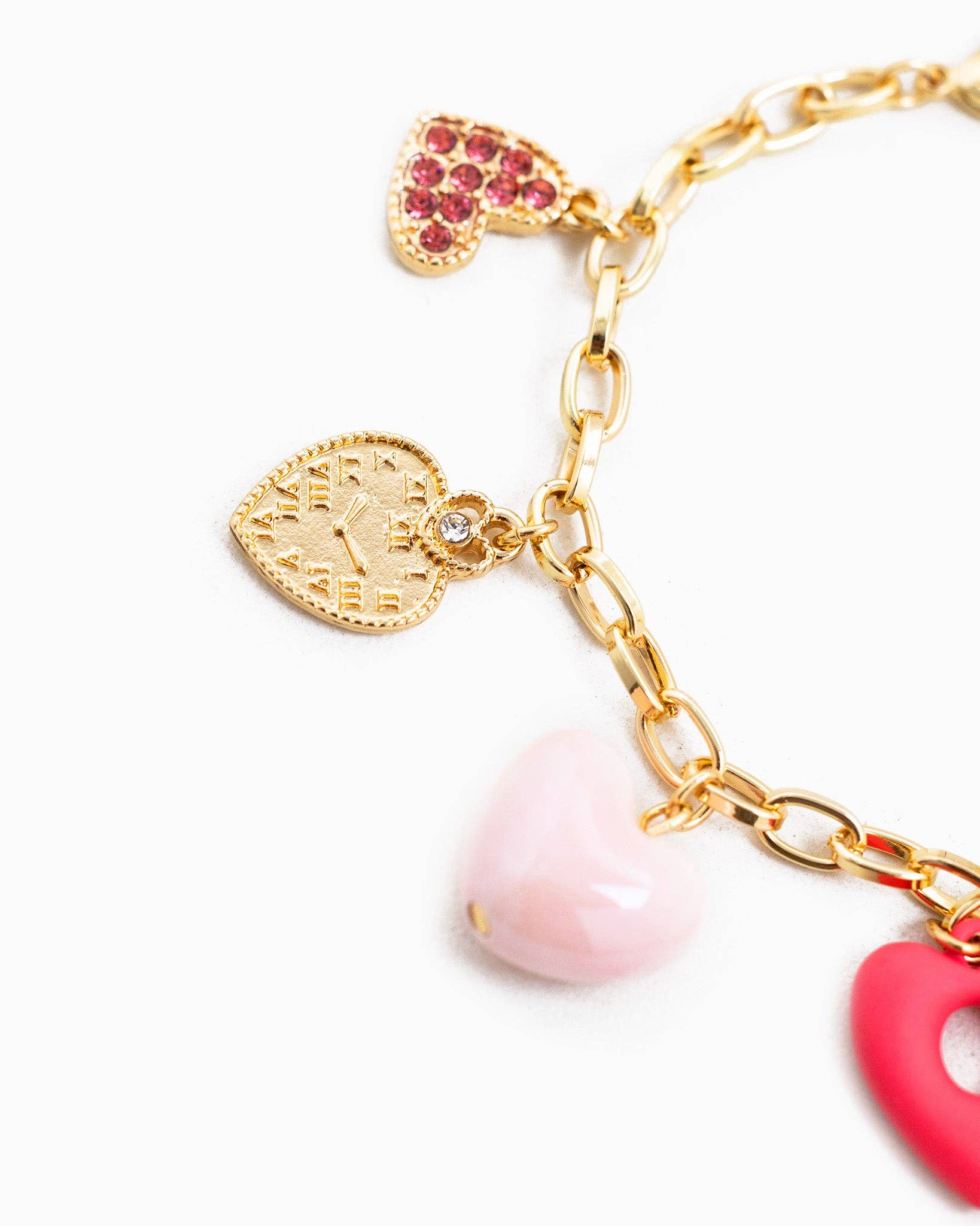 Sessori - Wholesale Charm/Dangle Bracelet - Playful Matte Pink Heart Charm Bracelet2