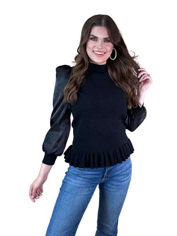 Black Meet Your Match Smocked Top for wholesale on Faire5