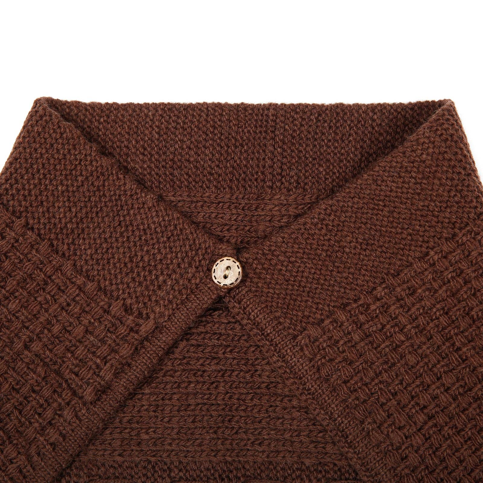 Knit Planet – wholesale Bonnet – baby – Checked Pattern Bonnet/ Collar Brown4