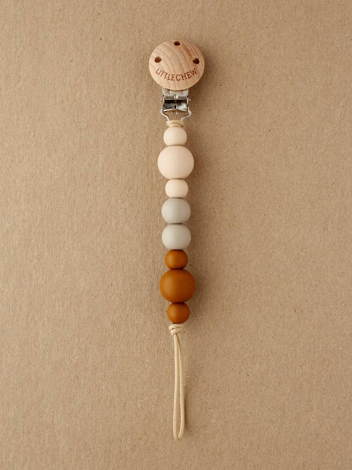 Pacifier Clip - Kira | Neutral for wholesale by Little Chew