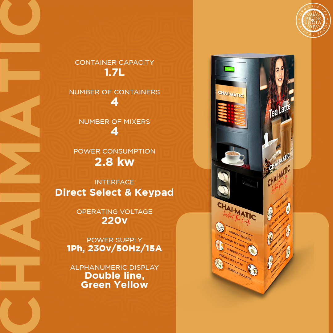 PRIDE INDIA BRANDS - Wholesale Coffee Machine - Chaimatic Instant 4 in 1 Hot-Iced Chai & Coffee Machine 3