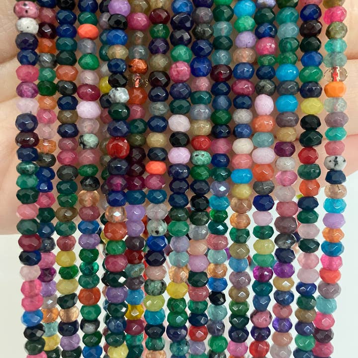 The Bead Bazaar - Wholesale Beads - Multicolor Bright Faceted Spacer Accent Beads, Dyed Jade Rondelle Beads, Small Beads, Bulk Beads For Jewelry Making, Jewelry Supplies, Disc Beads3