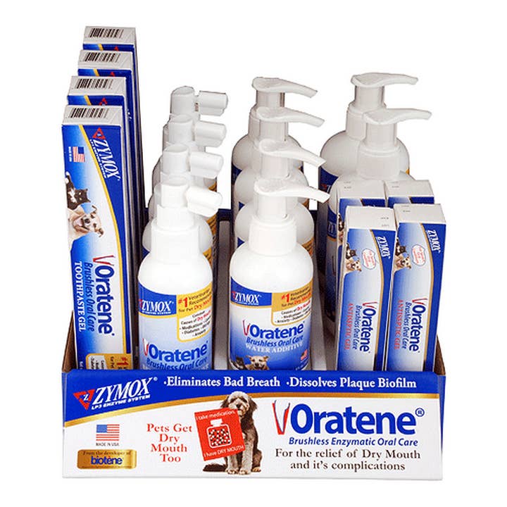 King Wholesale Pet Goods - Wholesale Pet Toothpaste - Dog - Zymox Oratene Counter Display 18ct0