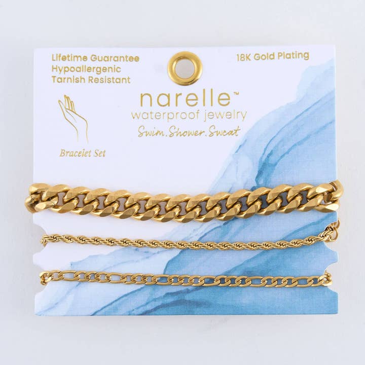 Elsie & Zoey – wholesale Link & chain bracelet – Narelle Waterproof Figaro Chain Bracelet Set