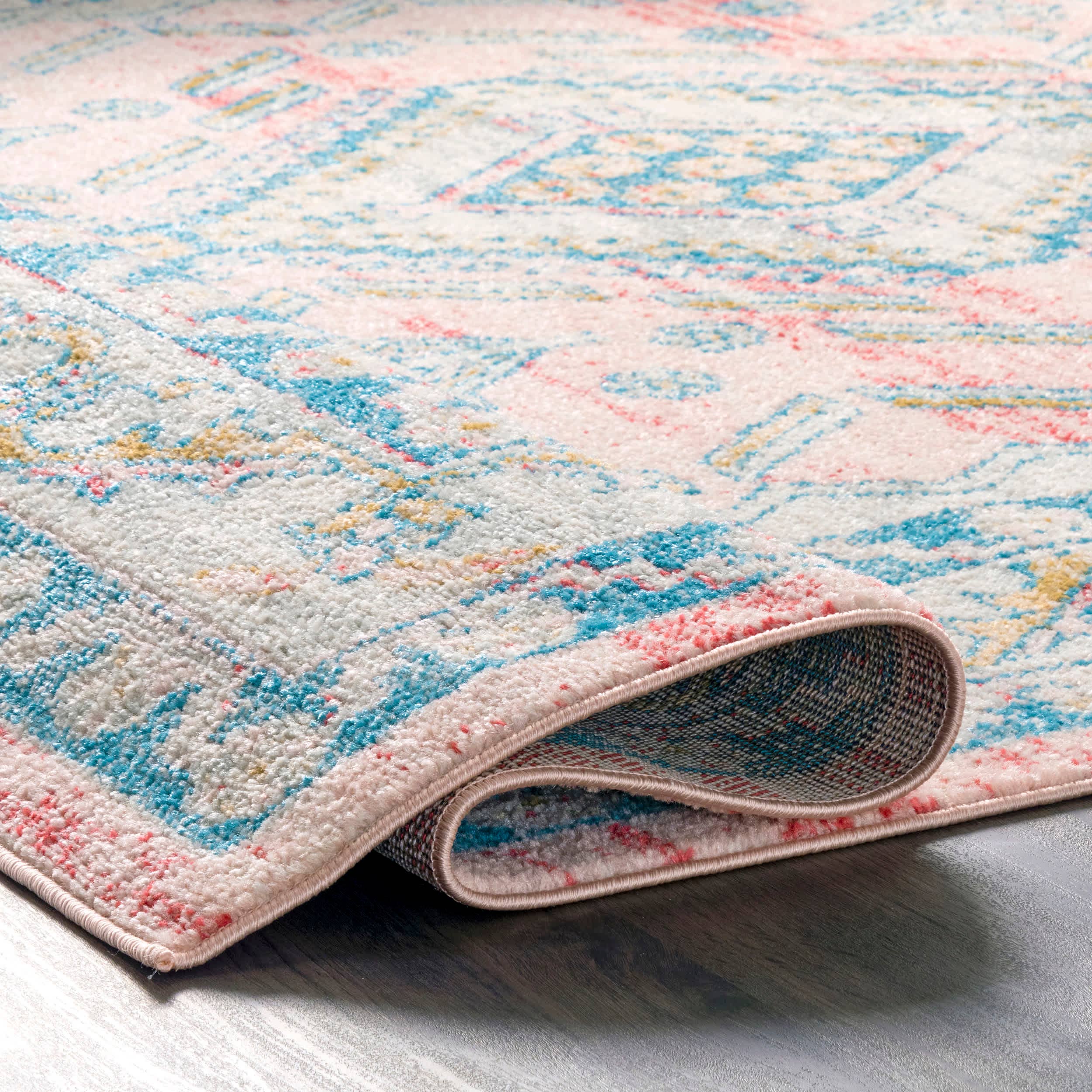 Rose Clair Tapis Louise Tribal Diamond en vente sur Faire2