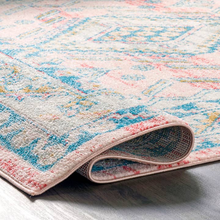 Light Pink Louise Tribal Diamond Area Rug for wholesale on Faire2