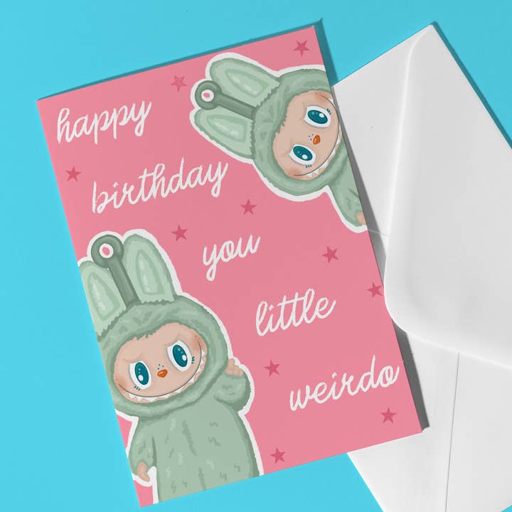 Happy Birthday You Little Weirdo Labubu Birthday Card  for wholesale by by Rosybum