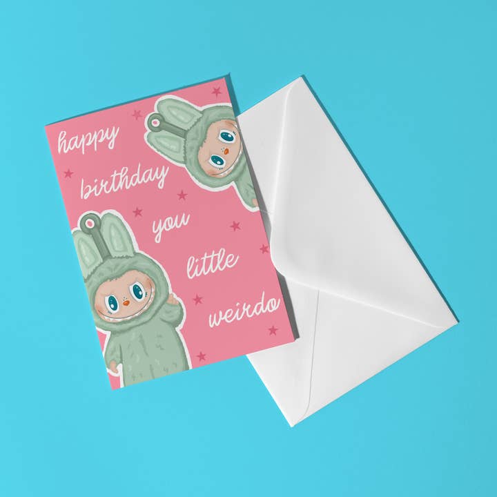 Happy Birthday You Little Weirdo Labubu Birthday Card for wholesale by by Rosybum
