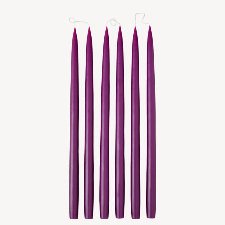 Box of 6 Candles - Taper 45 - Dark Heather for wholesale by Candle Flair