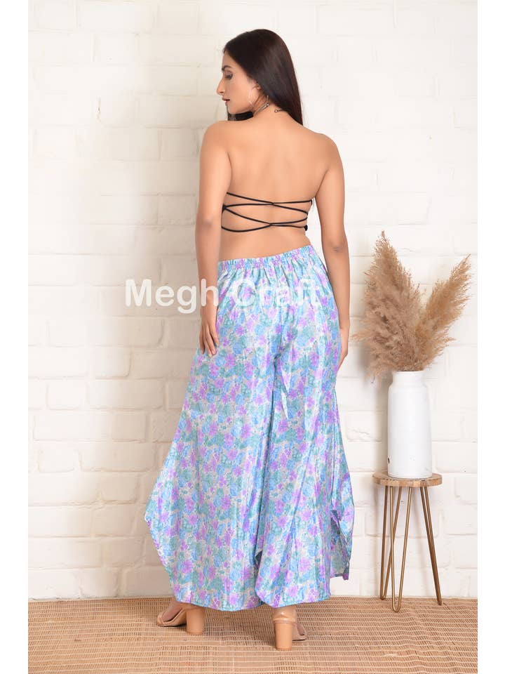 Meghcraft - Wholesale Pants - Women's - Upcycled Silk Trouser- Zigzag cut Palazzo Pant7