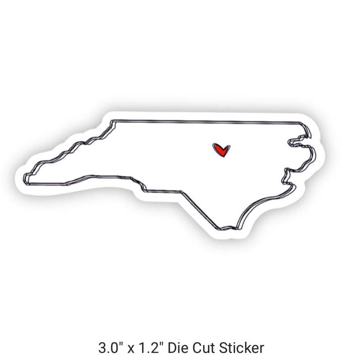 Positively North Carolina - Wholesale Sticker - North Carolina Heart Travel & Road Trip Stickers6