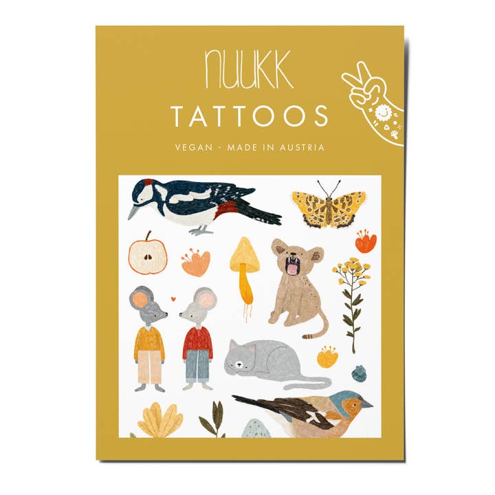 nuukk GmbH - Venta al por mayor Tatuajes temporales - Niños - Tatuaje orgánico pequeño pájaro carpintero