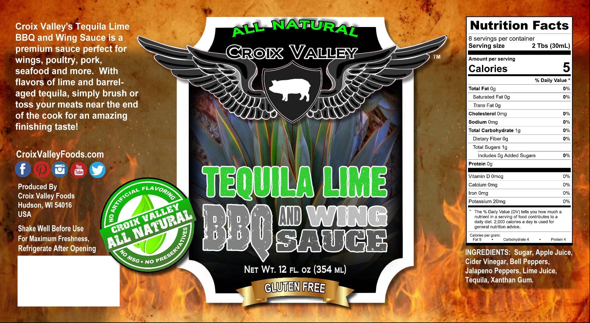 Croix Valley Foods - Wholesale BBQ Sauce - Croix Valley Tequila Lime BBQ & Wing Sauce1