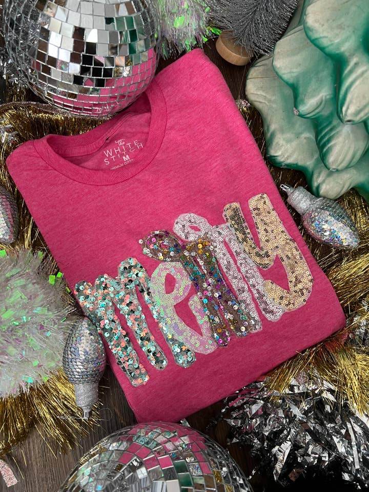 The White Stitch - Wholesale T-Shirt - Women's - Merry Sequins | Handmade