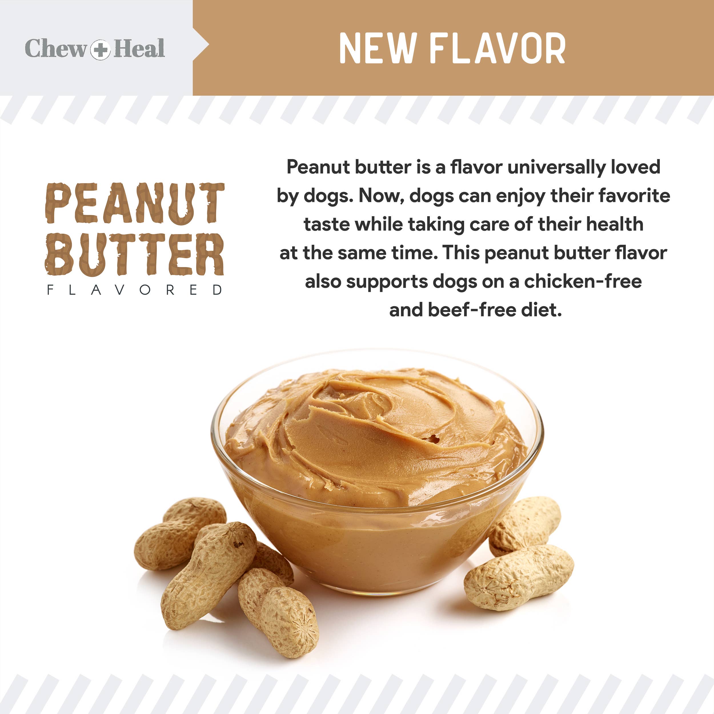 Chew + Heal – Großhandel Nahrungsergänzungsmittel für Haustiere – Hund – Anxiety + Stress Dog Erdnussbutter mit Geschmack, 60 Stück6