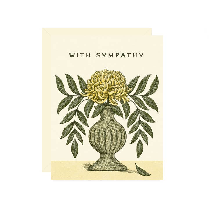 Carnation With Sympathy Greeting Card for wholesale by Wallflower Paper & Party