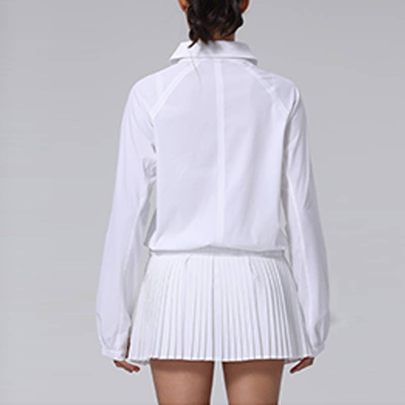 WONDERXFANS - Wholesale Trainingsjack - Dames - UV-beschermende polokraag lange mouwen tennisjack.3