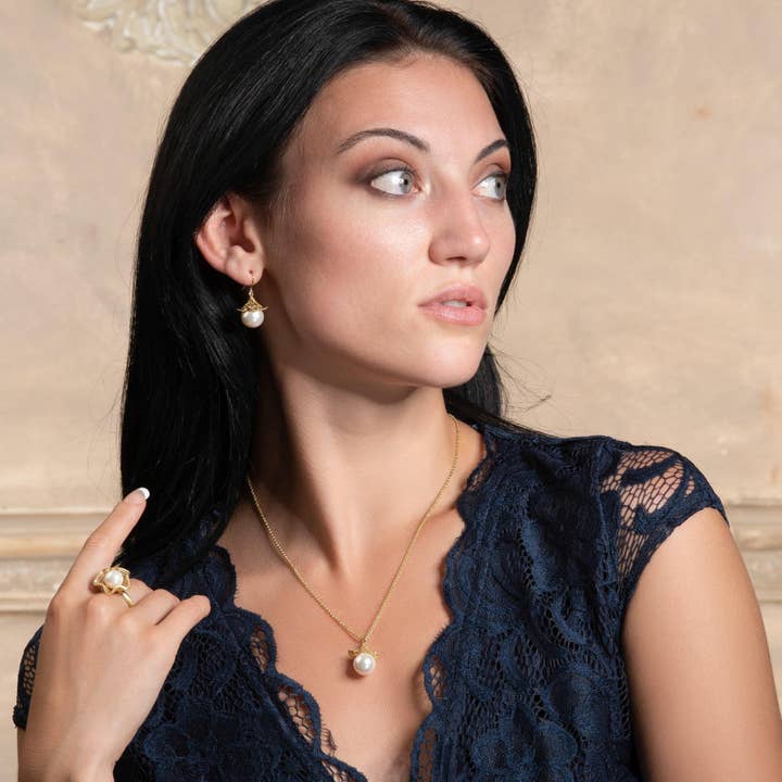 Namana - Wholesale Cocktail/statement ring - Adjustable Gold Cocktail Ring for Women with a Pearl1