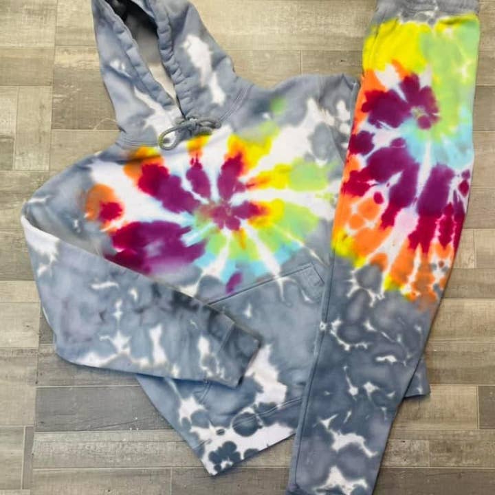 Swirl/Scrunch Tie Dye Sweat Set MTO for wholesale by Maria's Custom Designs