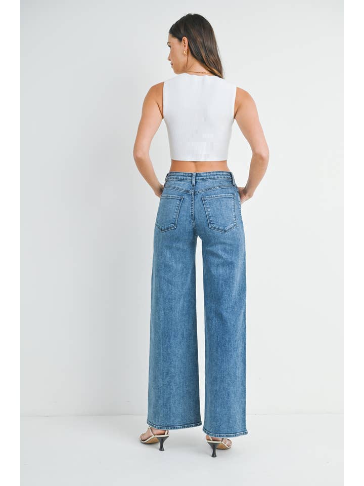 JUST BLACK DENIM - Wholesale Jeans - Women's - BP435J - DK - Stretchy Wide Leg
