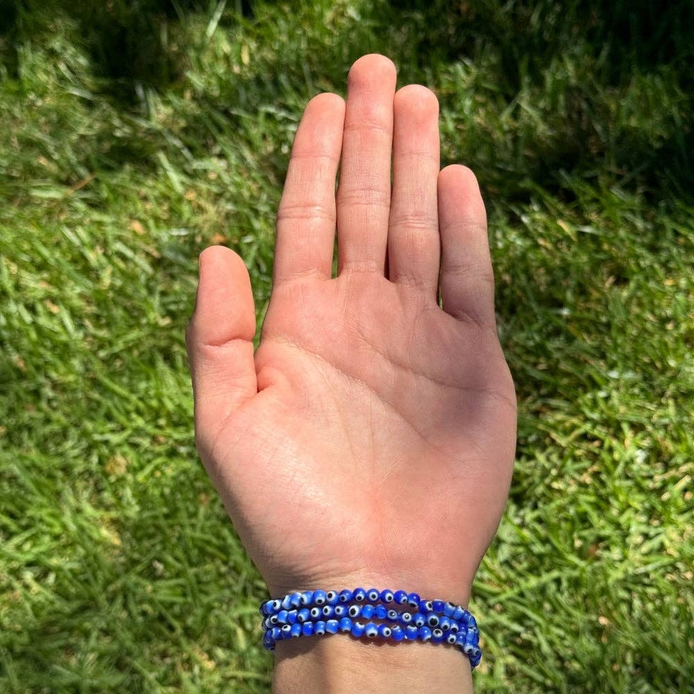 Earths Elements Wholesale - Wholesale Beaded Bracelet - Bracelet - 4mm Dark Blue Evil Eye, pack of 52