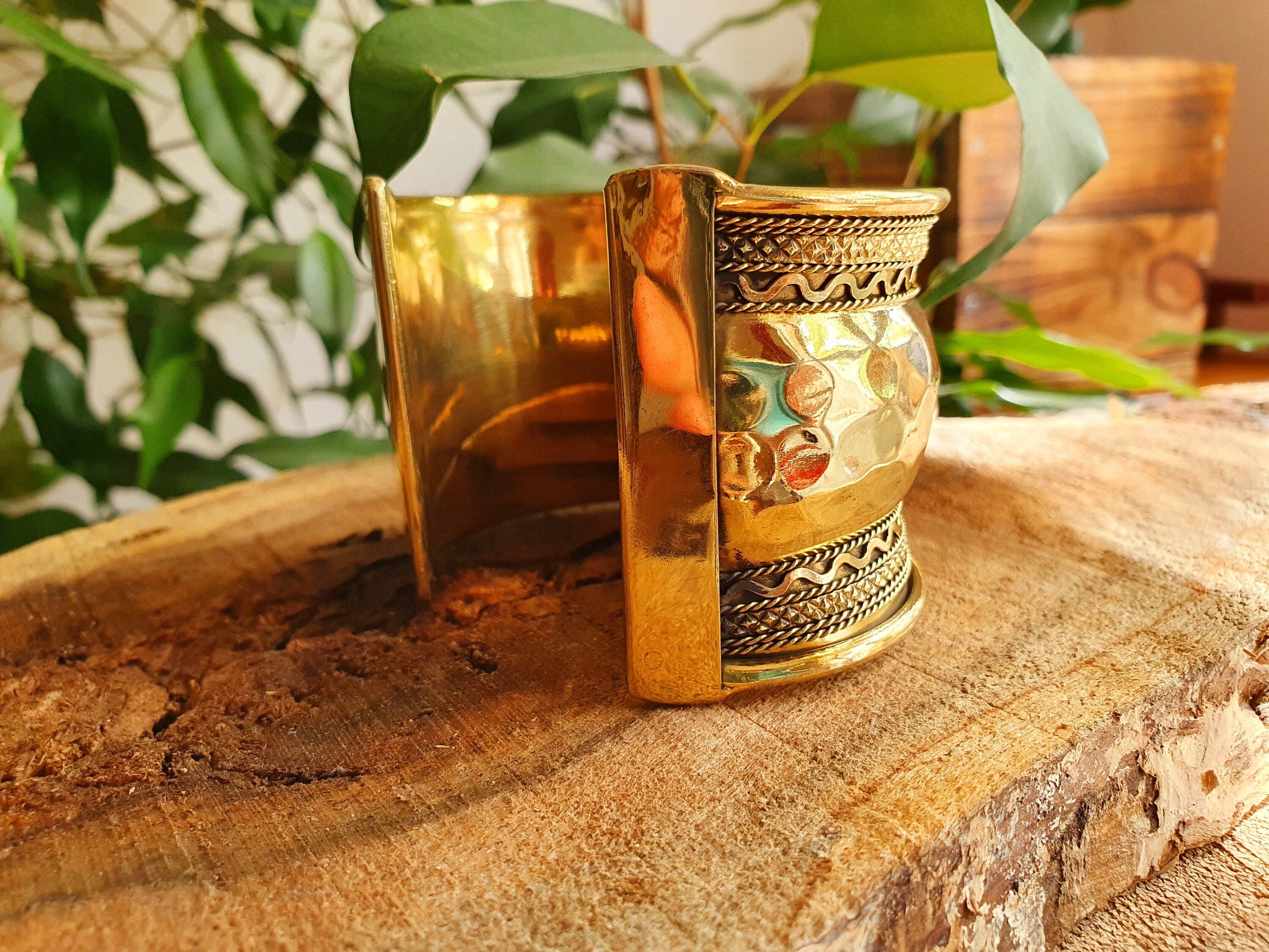 Kaali Boutique - Wholesale Cuff Bracelet - Textured Brass Cuff Bracelet / Tribal / Hammered / Boho / Ethnic / Rustic / Bohemian / Hippie / Gypsy / Jewellery / Adjustable / Unisex /2