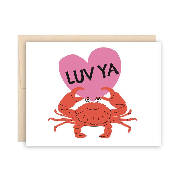 Divertente biglietto di auguri Crabby Love per San Valentino e anniversario per la vendita all'ingrosso da parte di The Beautiful Project