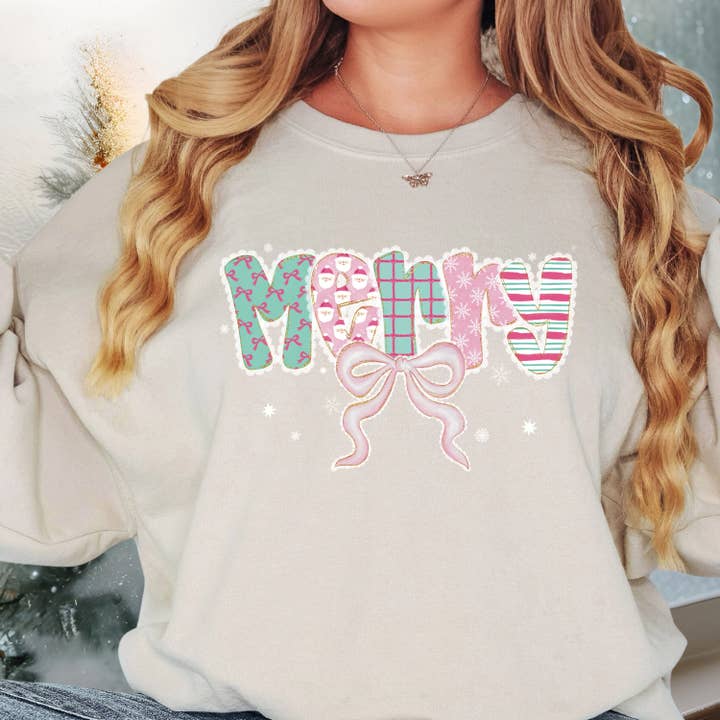 Lulu & Ash - Wholesale Graphic Sweatshirt - Women's - MERRY SWEATSHIRT