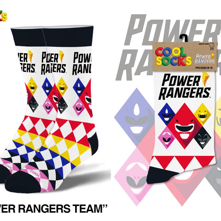 Power Rangers Team - Mens Crew Folded for wholesale by Cool Socks