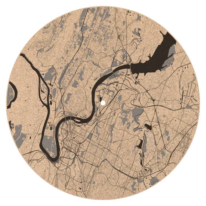 Chattanooga, TN Map Premium Cork Turntable Mat for wholesale by Analog Restorations