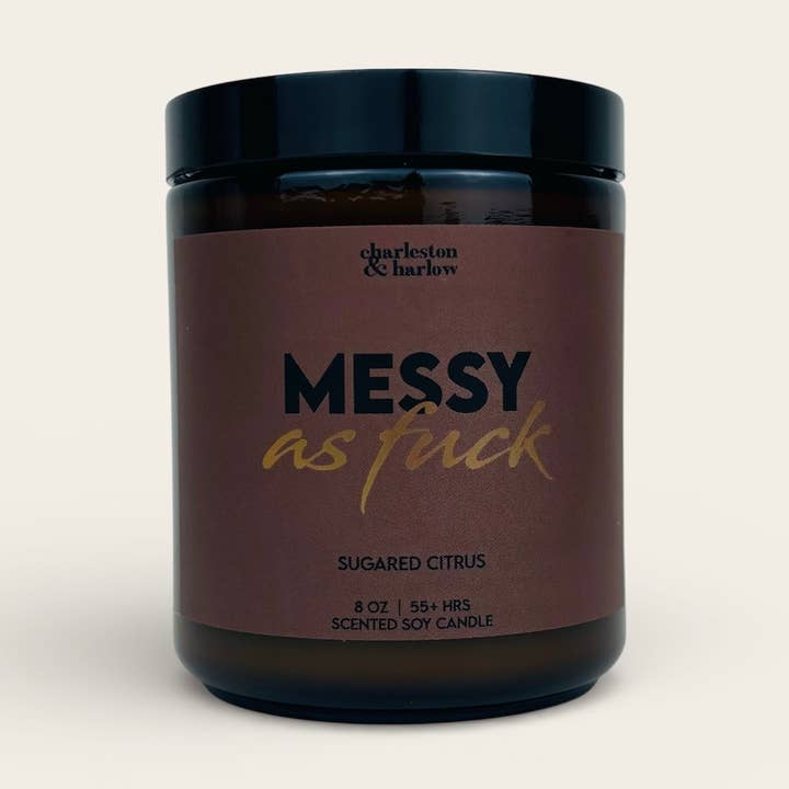 Charleston & Harlow Candle Co. - Wholesale Jar/Filled Candle - MESSY AF - Sugared Citrus Sweary Soy Candle 8oz0
