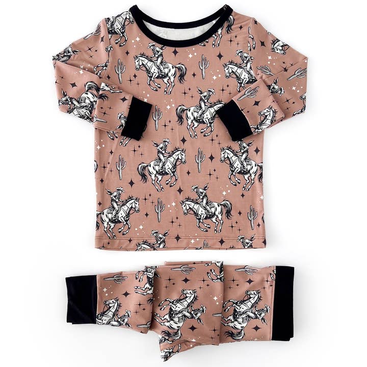 Desert Cowboy Boys Bamboo Two Piece Pant Pajamas Set for wholesale by Grassy Creek Designs