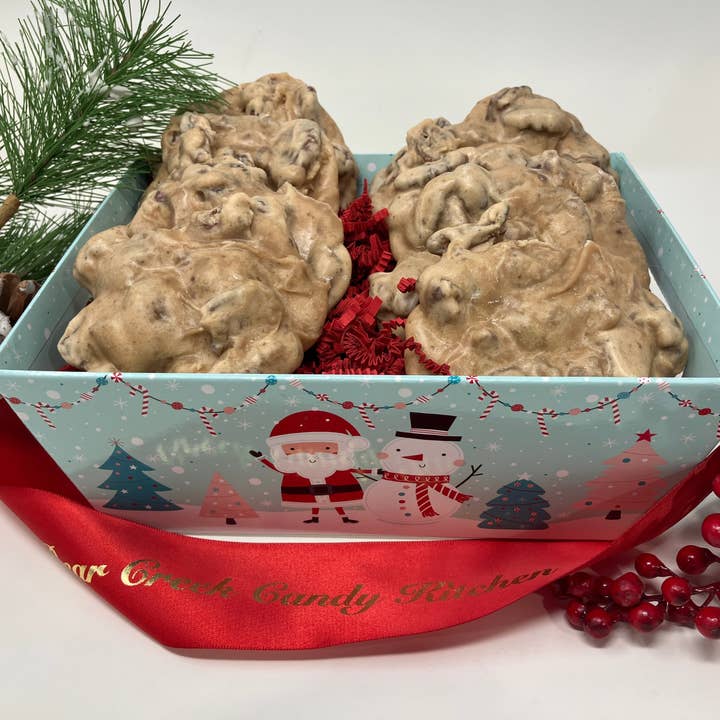 Pecan Pralines 8 in Holiday Tray for wholesale by Bear Creek Candy Kitchen