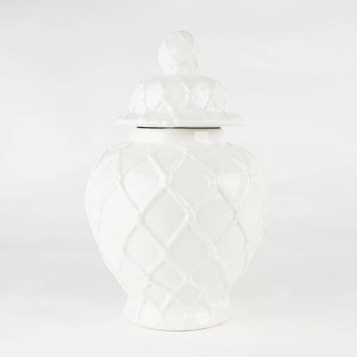 8 Oak Lane - Wholesale Decorative Jar - White Textured Ginger Jar - Large