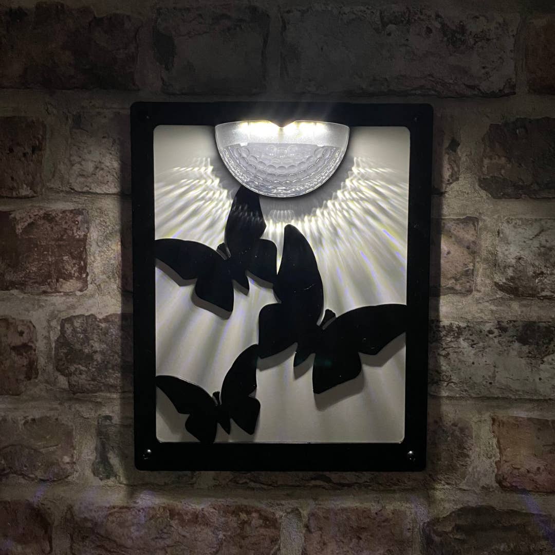 Florys Online – wholesale Outdoor ornament/decor – Butterfly Solar Light Wall Plaque