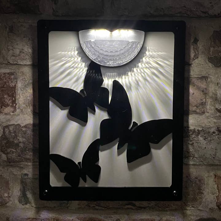 Florys Online – wholesale Outdoor ornament/decor – Butterfly Solar Light Wall Plaque0