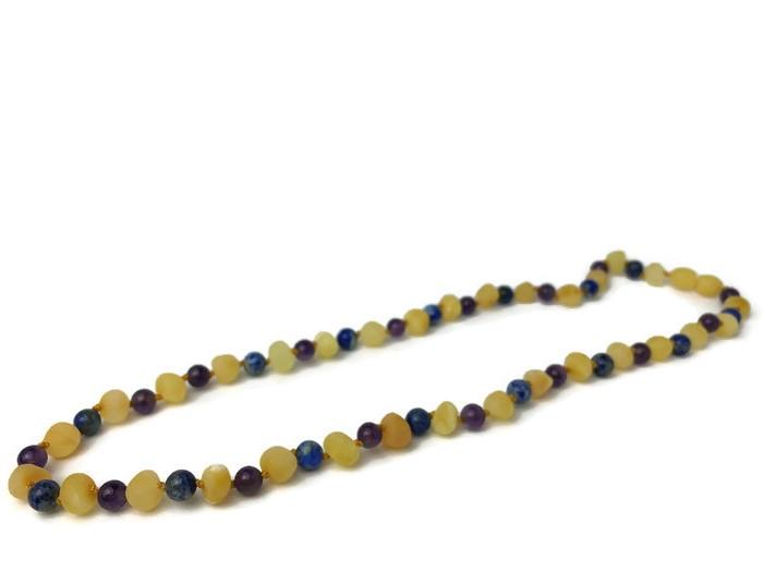 Baltic Essentials – wholesale Beaded/pearl necklace – ADHD Anxiety Anger Raw Milk Baltic Amber Lapis Amethyst 17 19 203