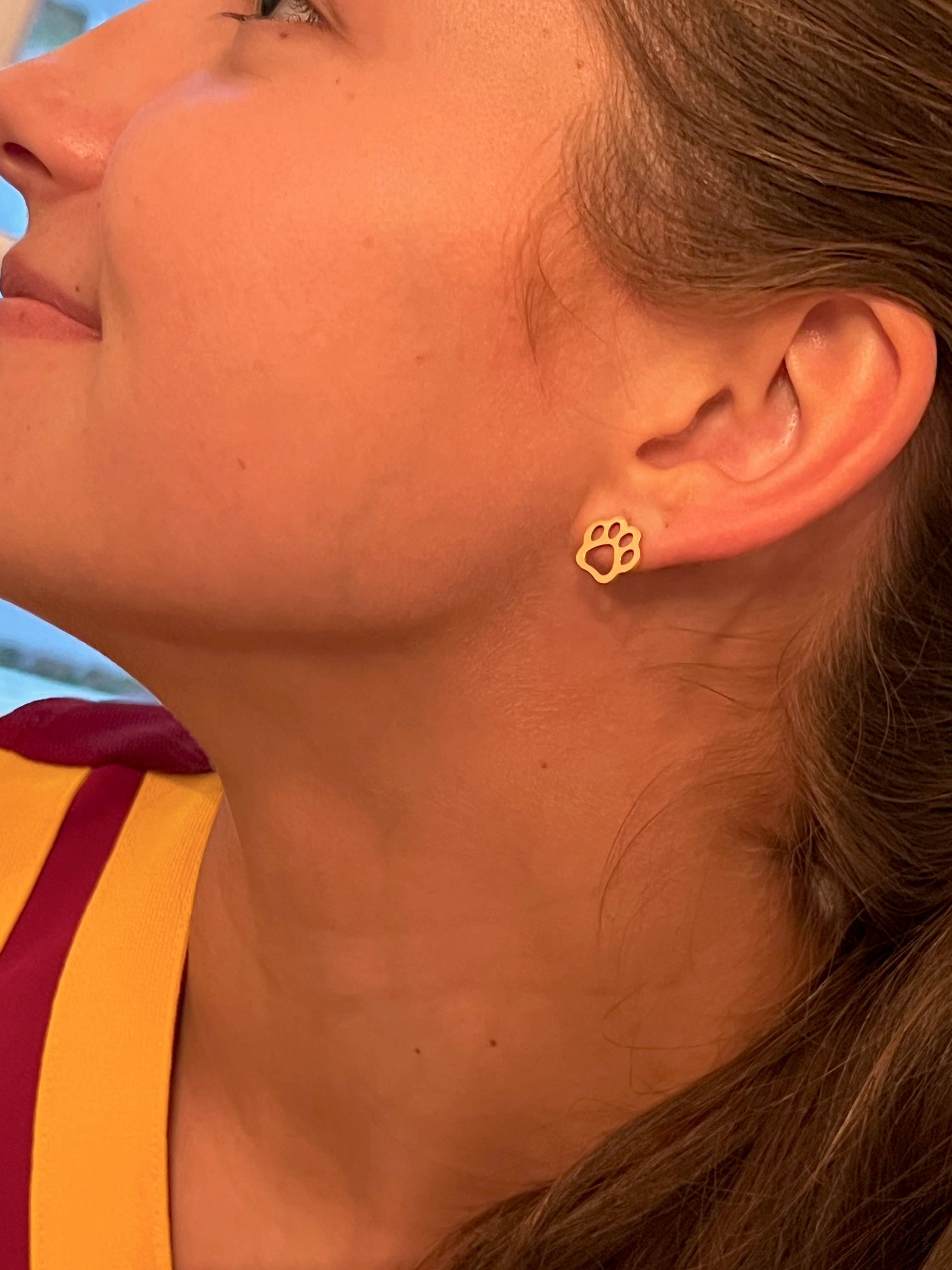 Steele Sloan Designs - Wholesale Stud/Post Earrings - Adorable Paw Earrings - Open Paw Gold Stud Earrings - NEW!2