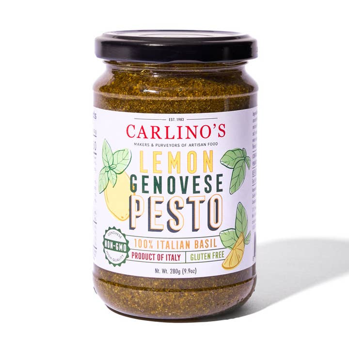 Carlino's Lemon Genovese Pesto for wholesale by Carlino's Manufacturing & Importing Co.