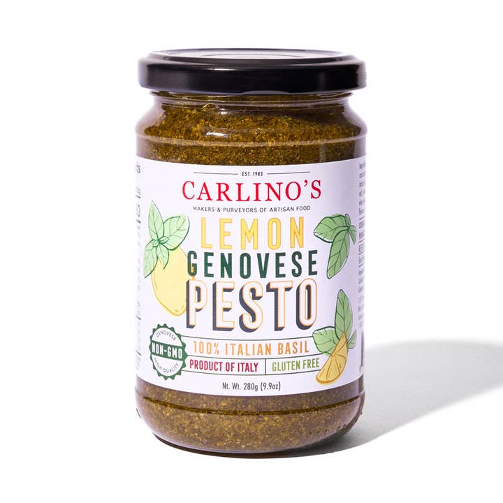 Carlino's Lemon Genovese Pesto for wholesale by Carlino's Manufacturing & Importing Co.