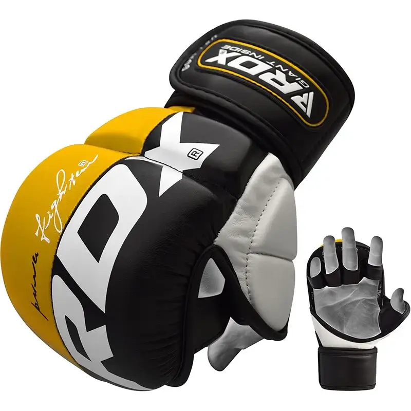 benjashop – wholesale Fitness equipment – RDX T6 MMA SPARRING / GRAPPLING GLOVES - YELLOW1