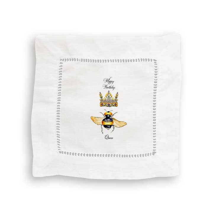French Graffiti - Wholesale Tea Towel - The Queen Bee with Happy Birthday