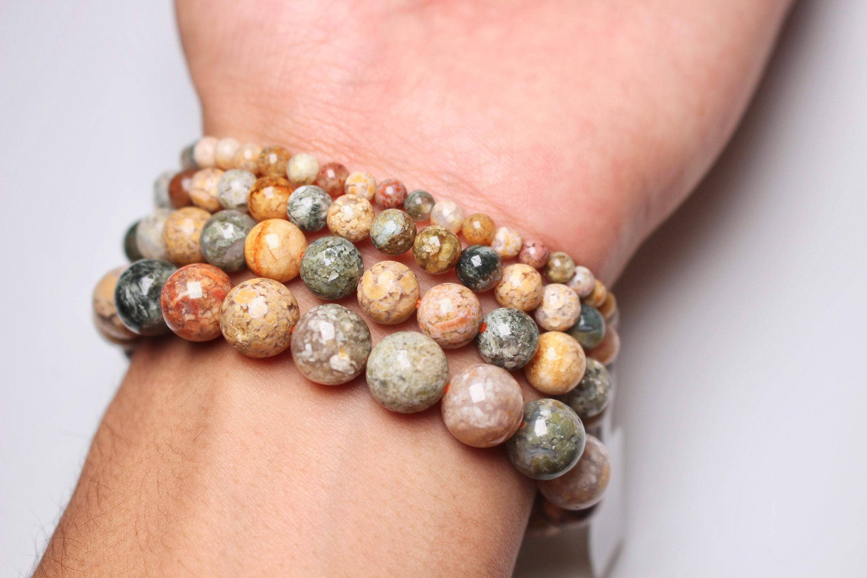 Foliesbijoux - Vente Bracelet de perles - Bracelet Jaspe océan A1