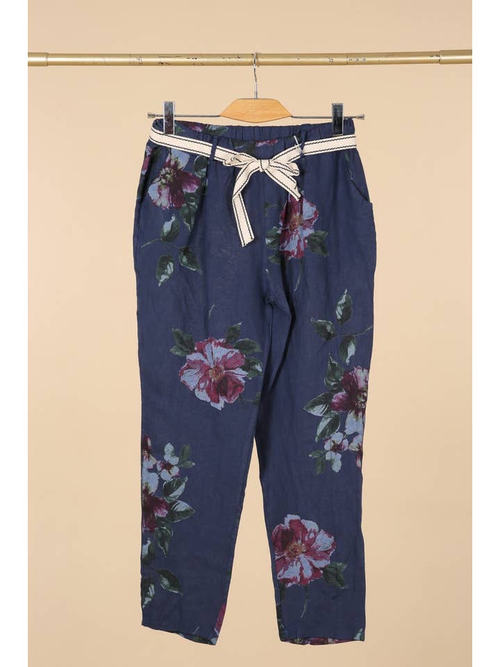 la maison des fibres naturelles - Wholesale Pants - Women's - floral print linen trousers 1450 100% linen